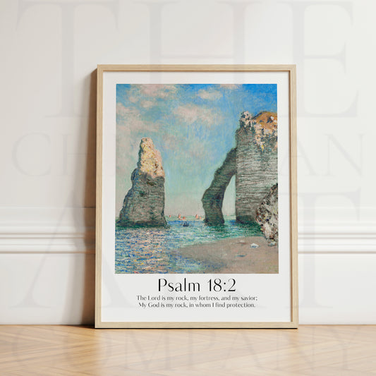 Vintage-style framed wall art showcasing a Monet painting of a landscape with the Isaiah bible verse for Christian Home Decor