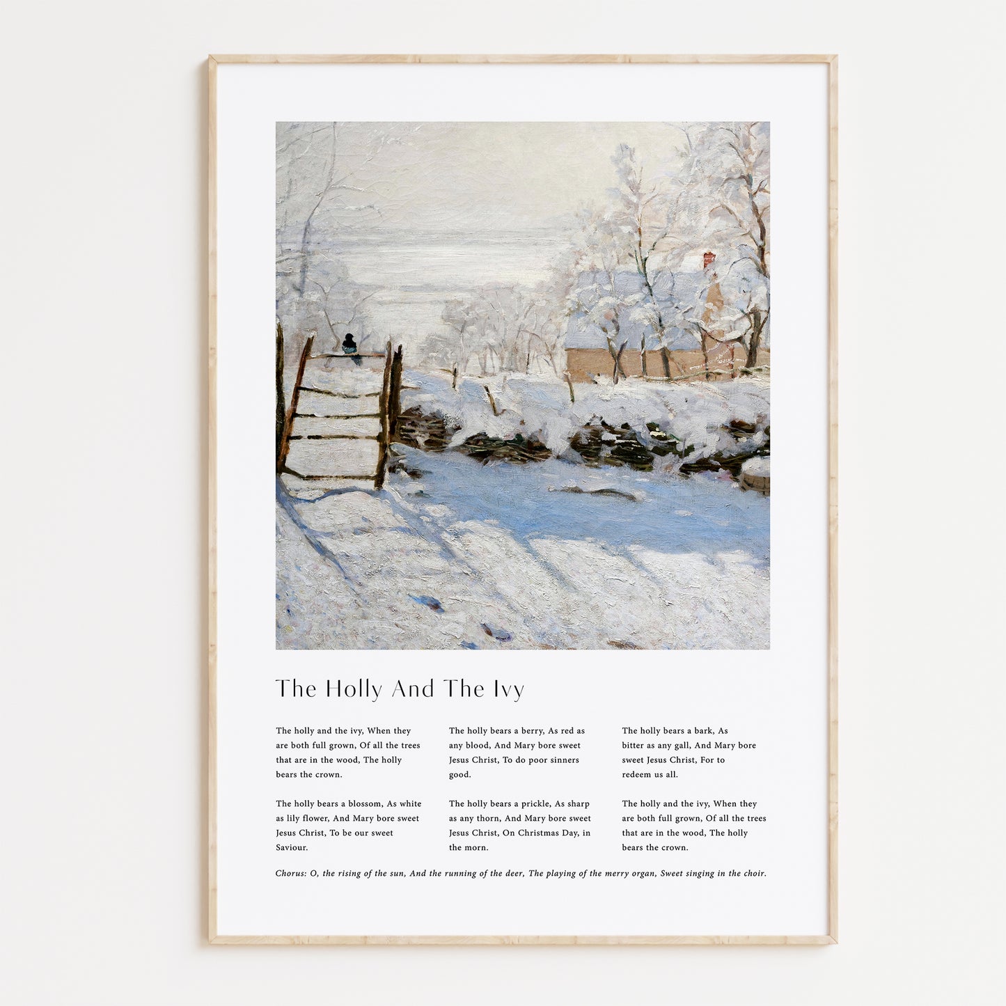 Vintage christmas carol 'the holly and the ivy' framed print for Christian Christmas Home decor.