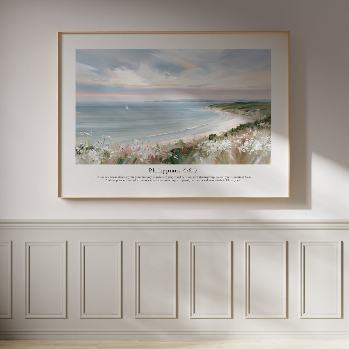 Philippians 4:6-7 Contemporary Christian Wall Art | Horizontal