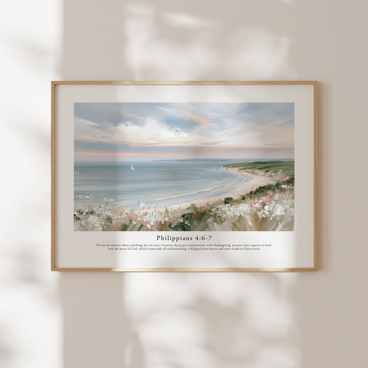 Philippians 4:6-7 Contemporary Christian Wall Art | Horizontal