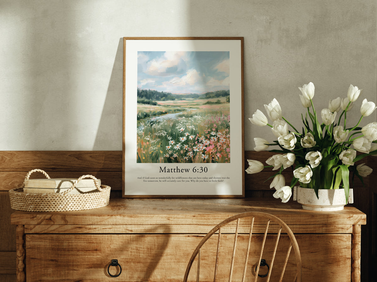 Matthew 6:30 Contemporary Christian Wall Art | Portrait