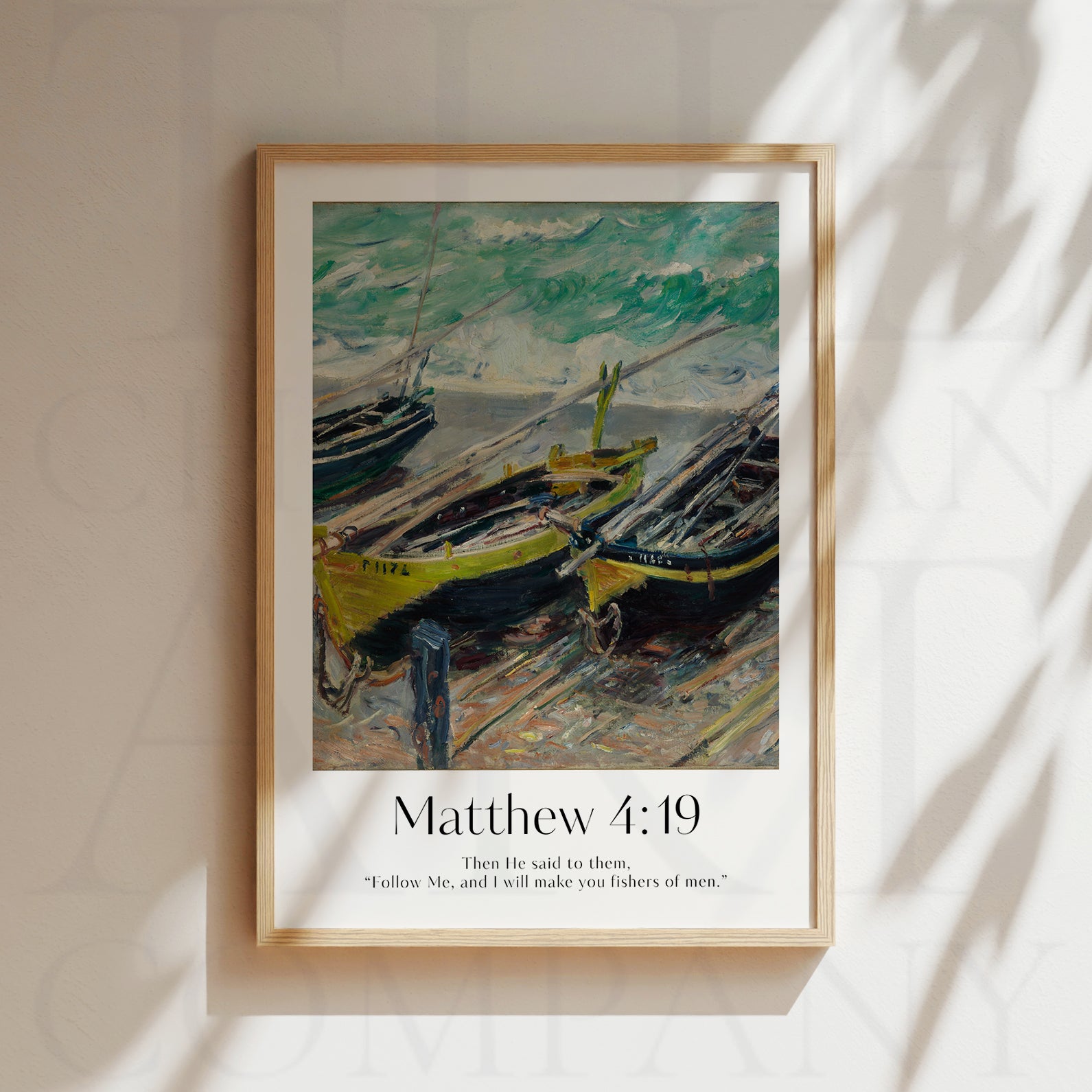 Vintage-style framed wall art showcasing a Monet painting of a landscape with the Isaiah bible verse for Christian Home Decor