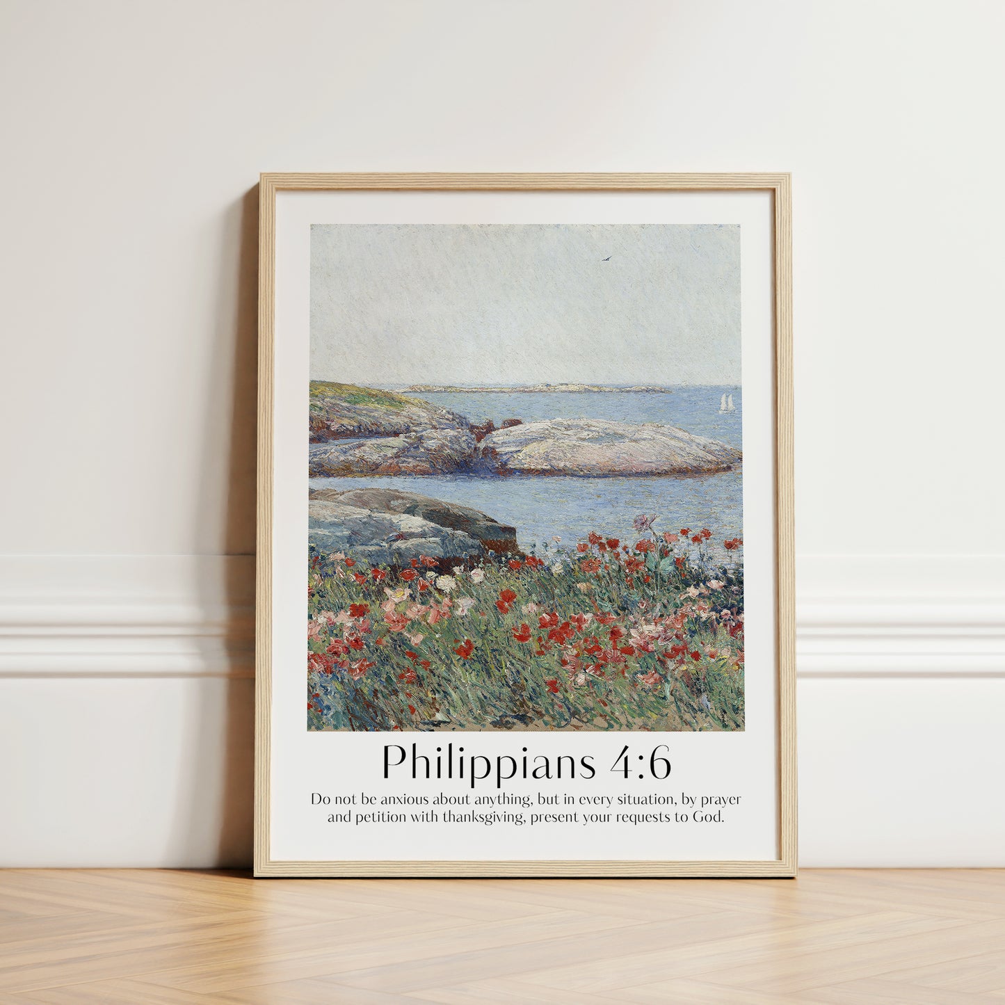 childe-hassam-inspired-christian-wall-art-philippians-4-6-bible-verse-coastal-hall-display