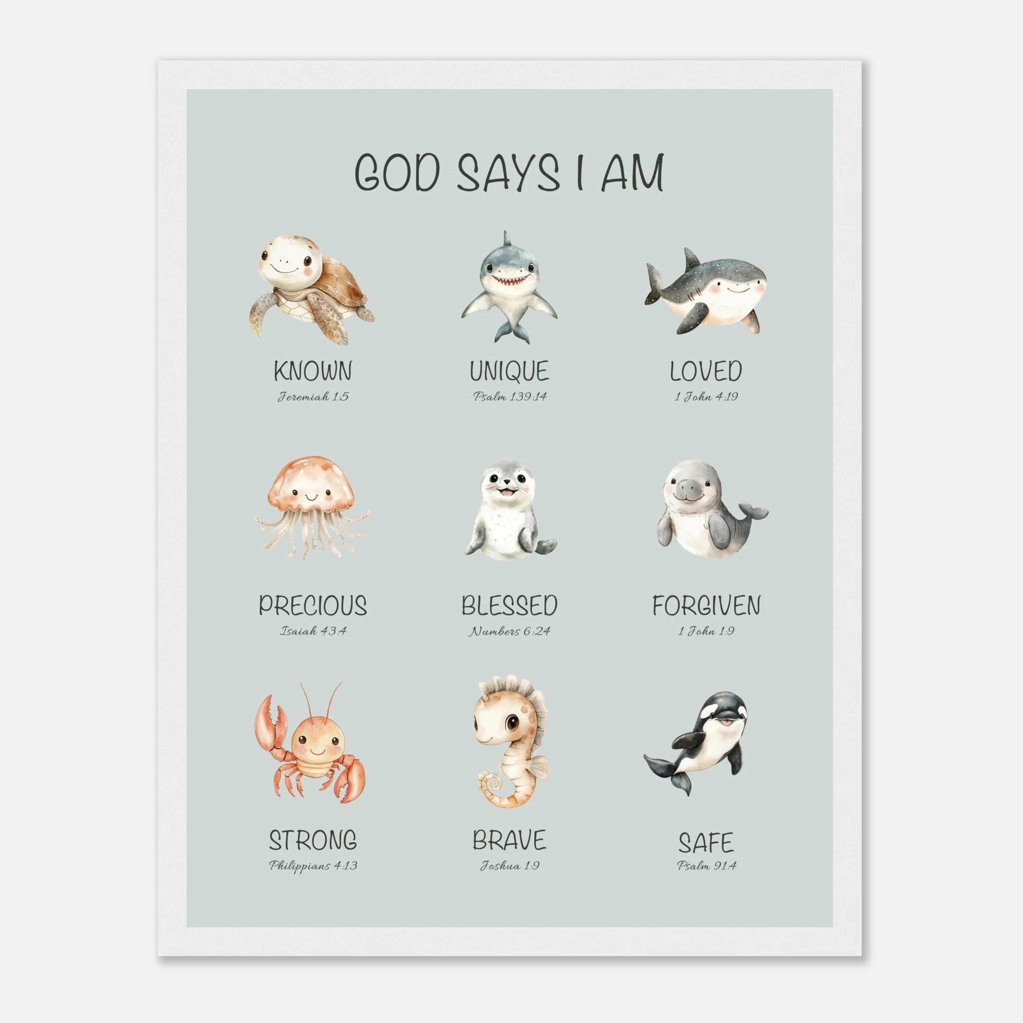 God Says I Am Print | Ocean Animals - The Christian Art Company