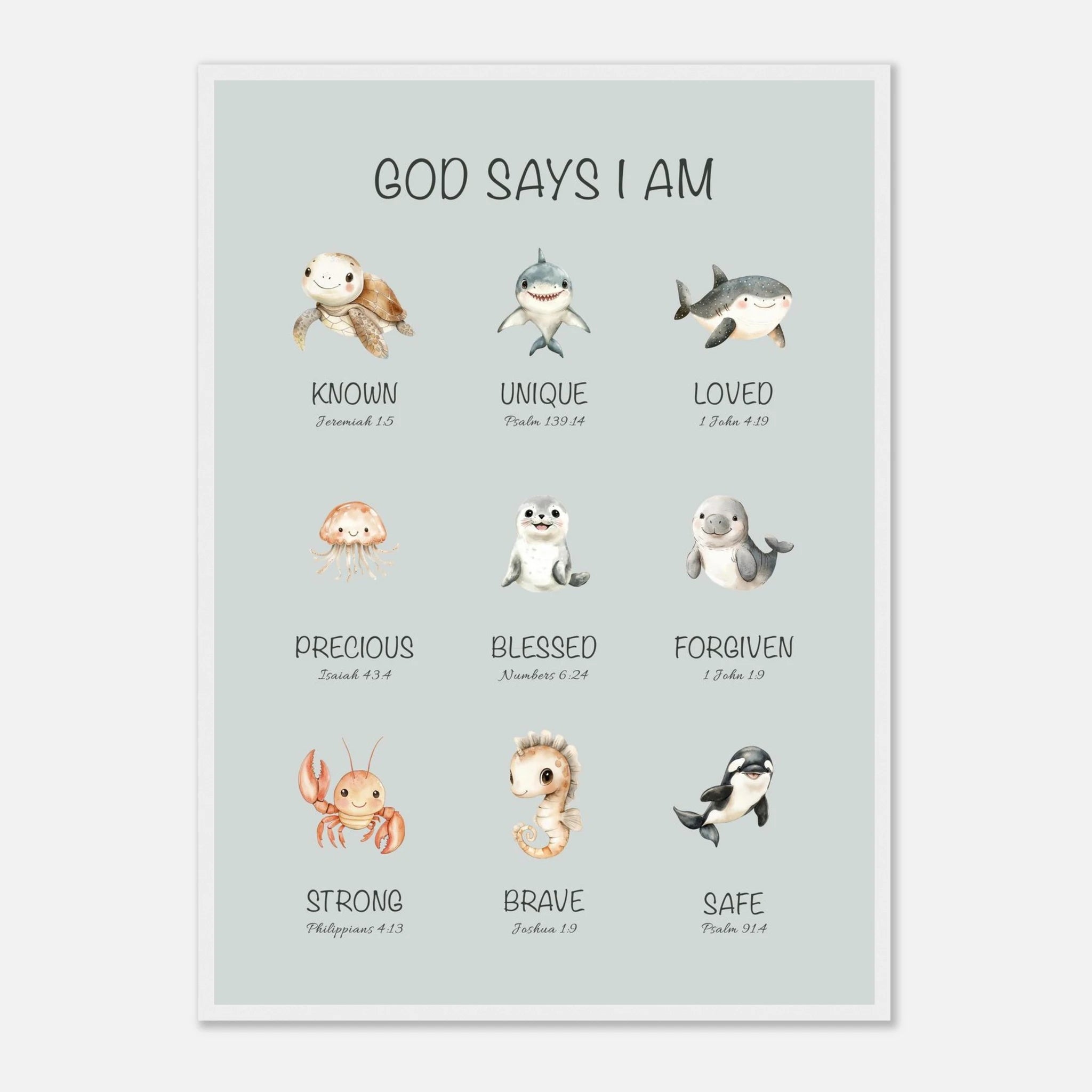 God Says I Am Print | Ocean Animals - The Christian Art Company