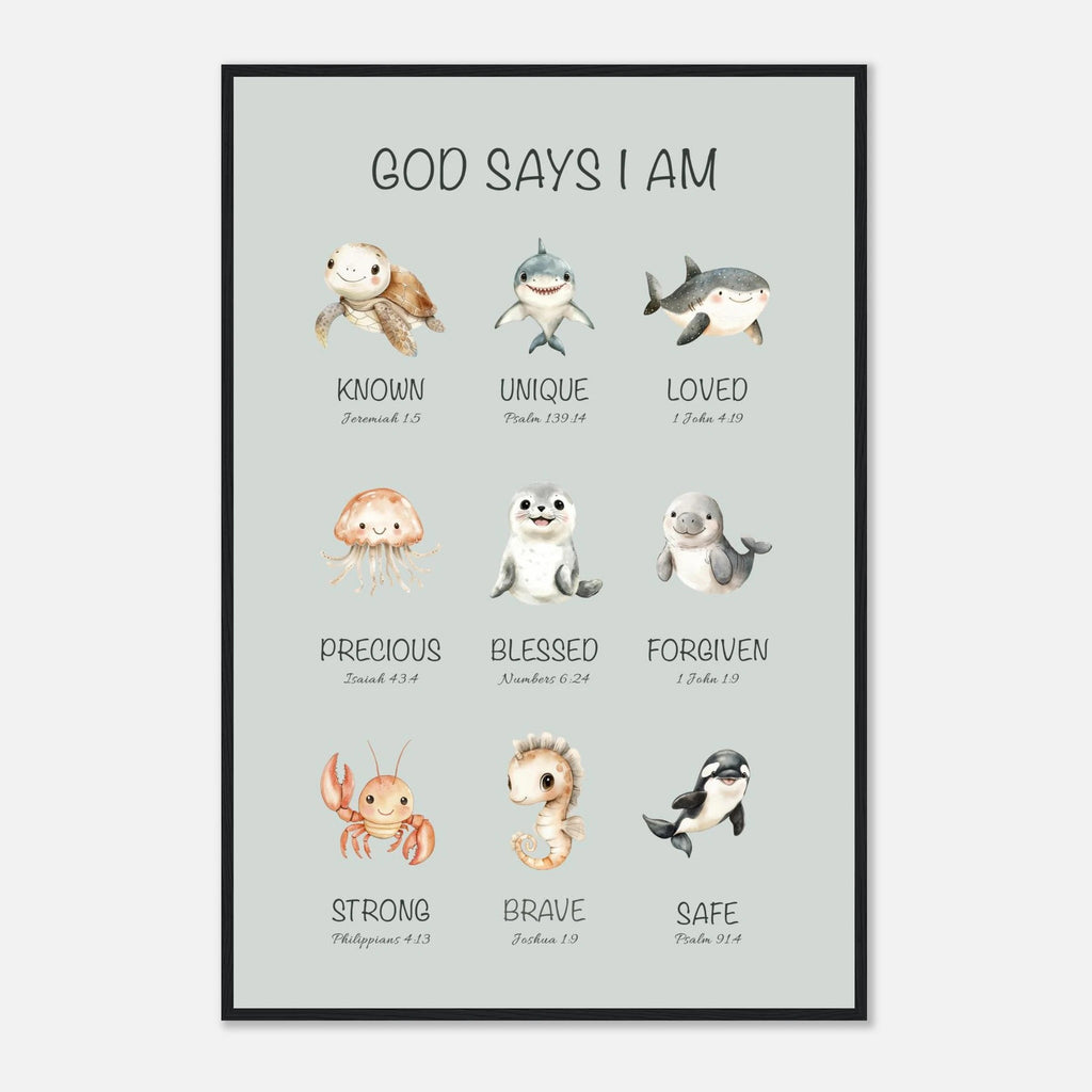 God Says I Am Print | Ocean Animals - The Christian Art Company