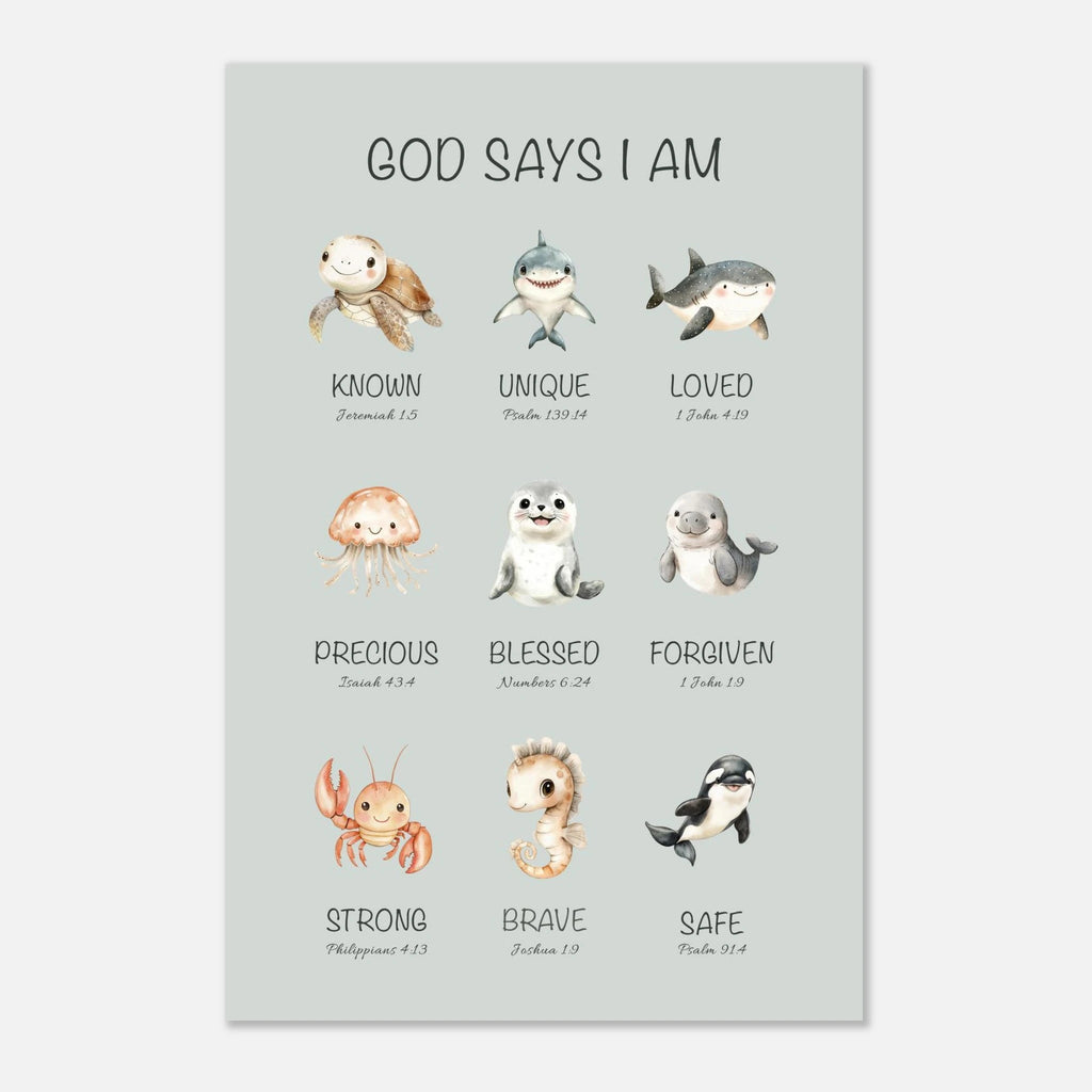 God Says I Am Print | Ocean Animals - The Christian Art Company