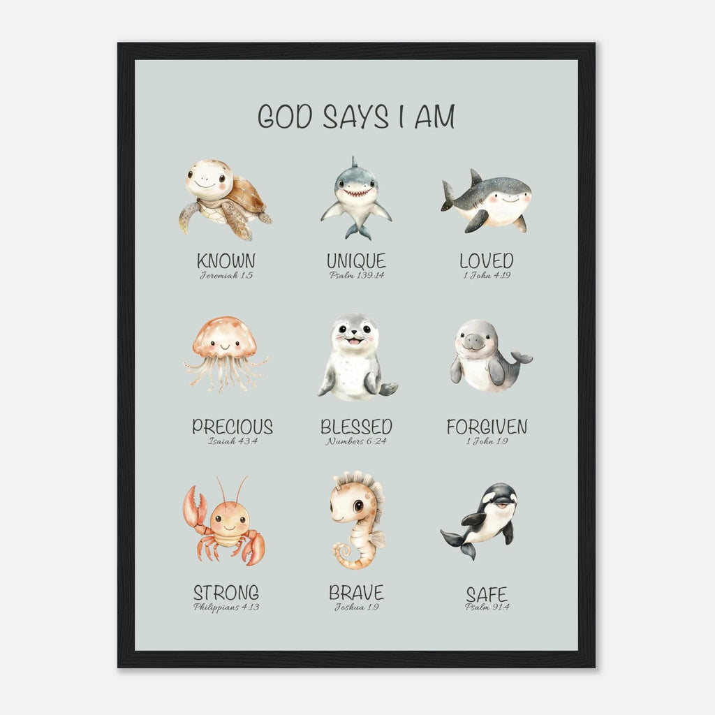 God Says I Am Print | Ocean Animals - The Christian Art Company