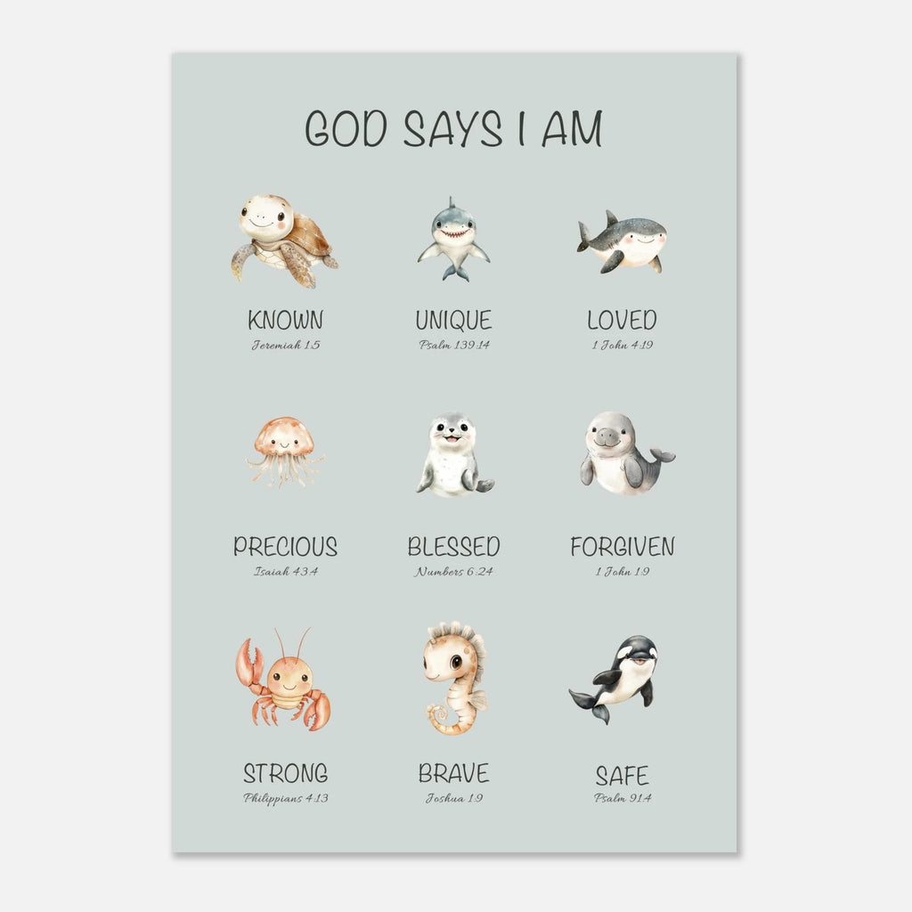 God Says I Am Print | Ocean Animals - The Christian Art Company