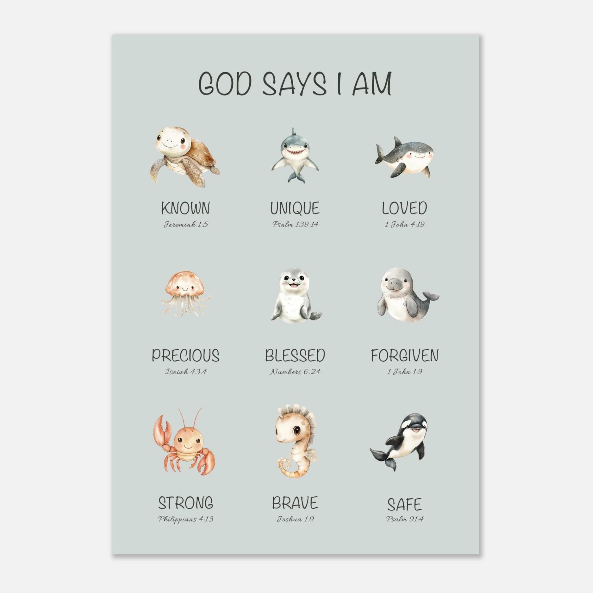 God Says I Am Print | Ocean Animals - The Christian Art Company