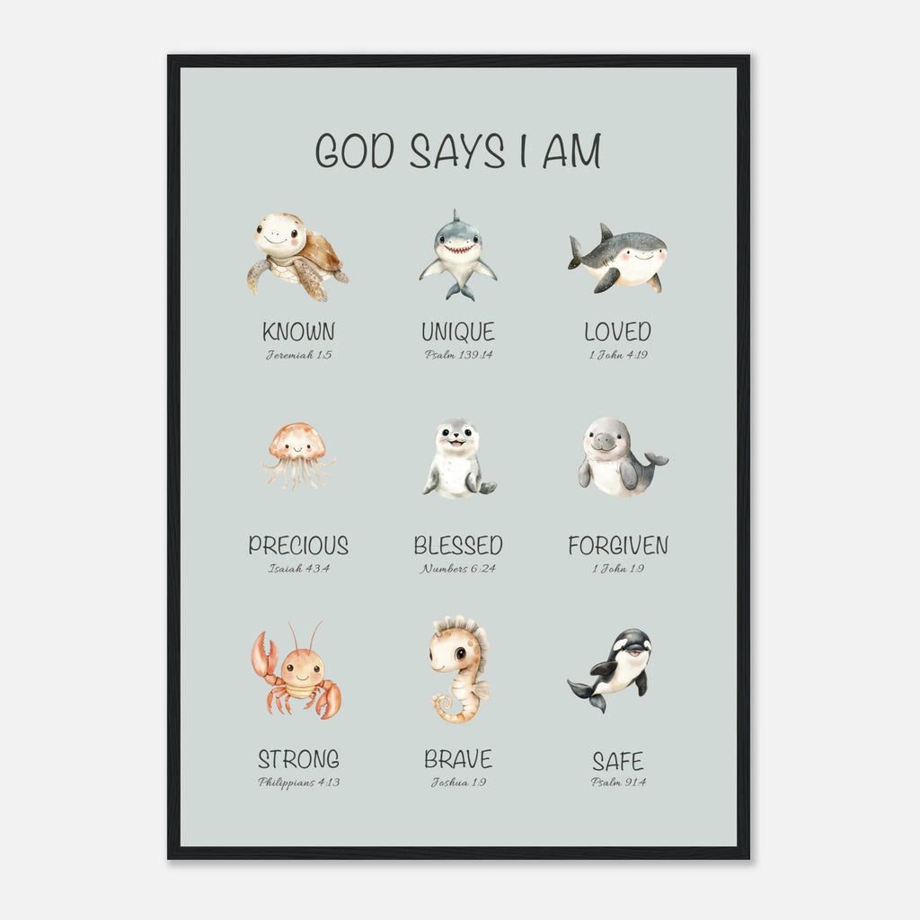 God Says I Am Print | Ocean Animals - The Christian Art Company