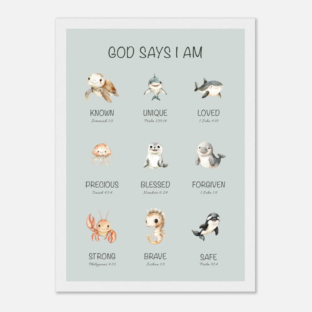 God Says I Am Print | Ocean Animals - The Christian Art Company