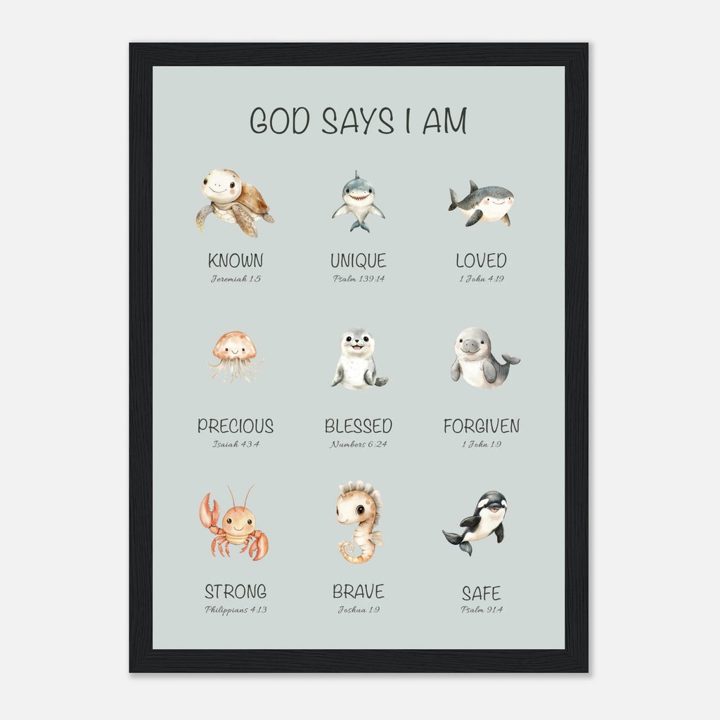 God Says I Am Print | Ocean Animals - The Christian Art Company
