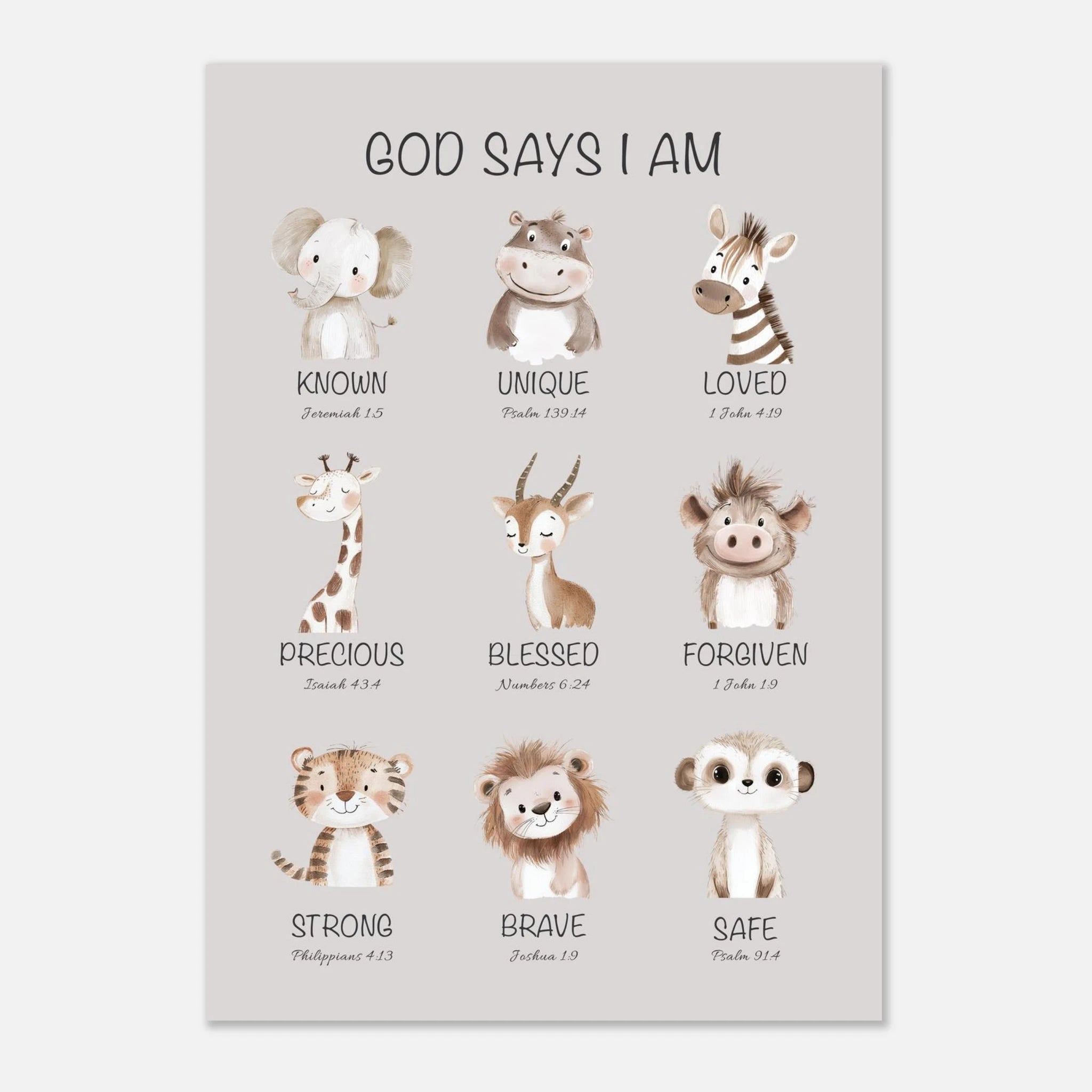 God Says I Am Print | Safari Animals - The Christian Art Company