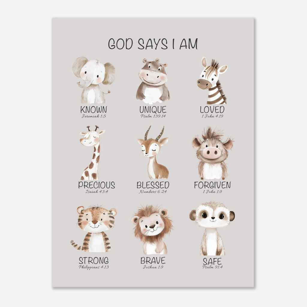 God Says I Am Print | Safari Animals - The Christian Art Company