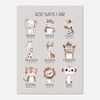 God Says I Am Print | Safari Animals - The Christian Art Company