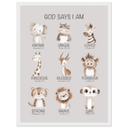 God Says I Am Print | Safari Animals - The Christian Art Company