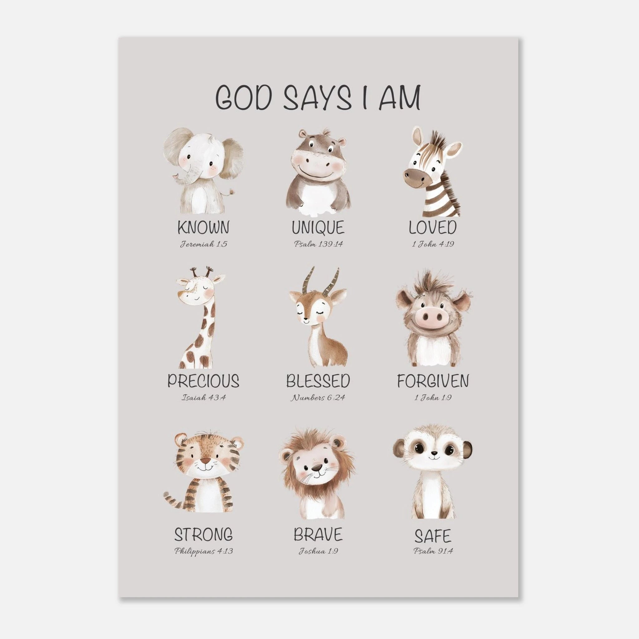 God Says I Am Print | Safari Animals - The Christian Art Company