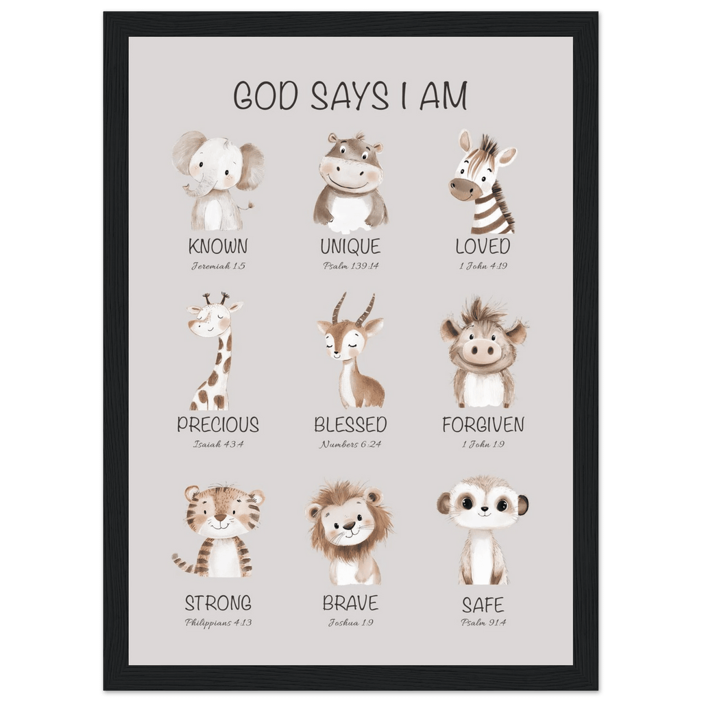 God Says I Am Print | Safari Animals - The Christian Art Company