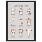 God Says I Am Print | Safari Animals - The Christian Art Company
