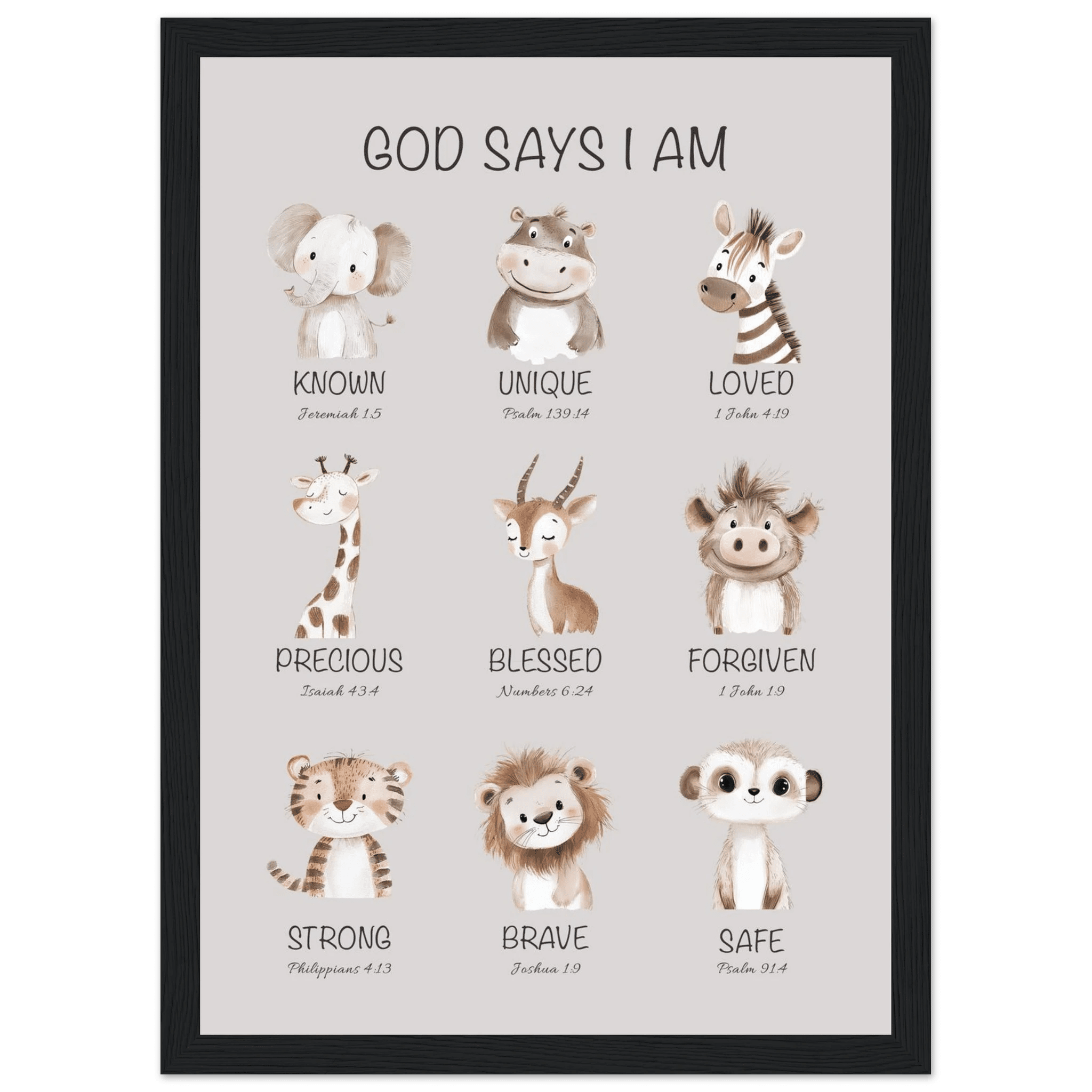 God Says I Am Print | Safari Animals - The Christian Art Company