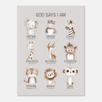 God Says I Am Print | Safari Animals - The Christian Art Company
