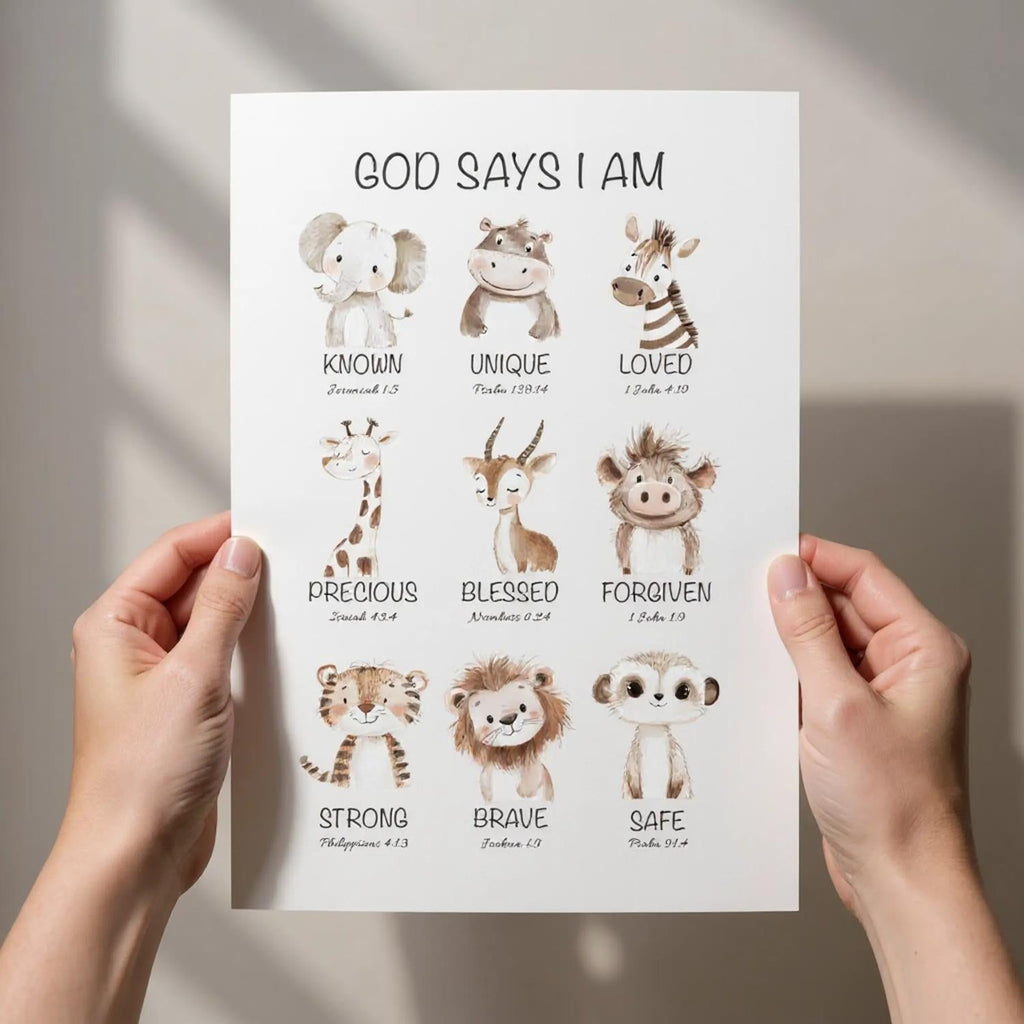 God Says I Am Print | Safari Animals - The Christian Art Company