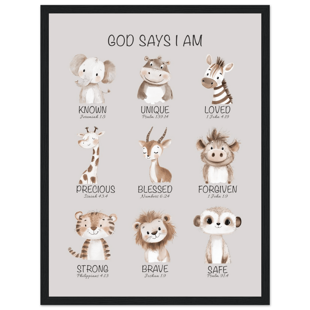 God Says I Am Print | Safari Animals - The Christian Art Company