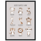 God Says I Am Print | Safari Animals - The Christian Art Company