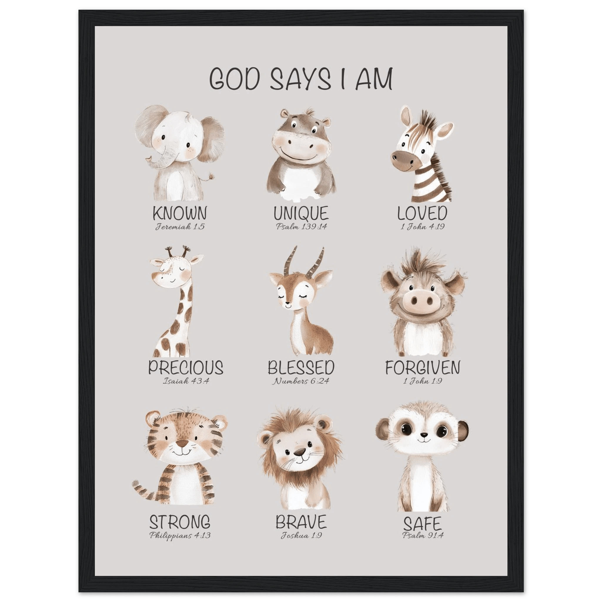 God Says I Am Print | Safari Animals - The Christian Art Company