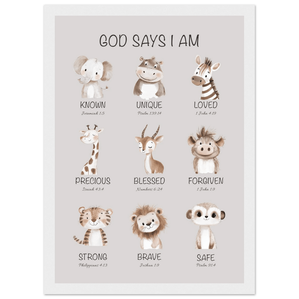 God Says I Am Print | Safari Animals - The Christian Art Company
