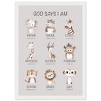 God Says I Am Print | Safari Animals - The Christian Art Company