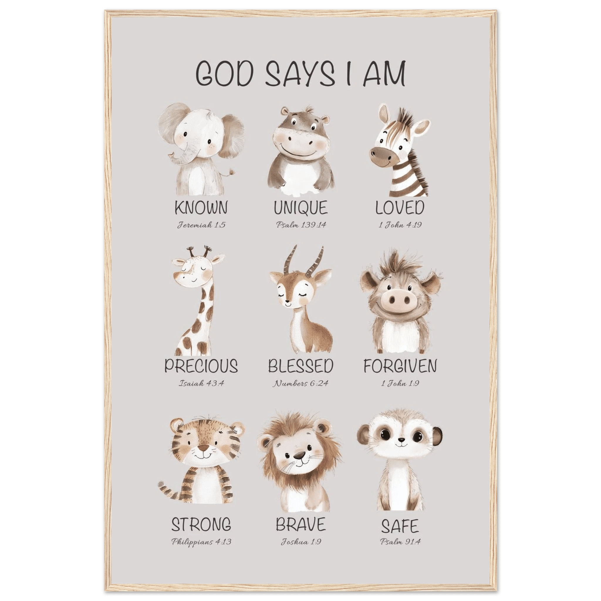 God Says I Am Print | Safari Animals - The Christian Art Company