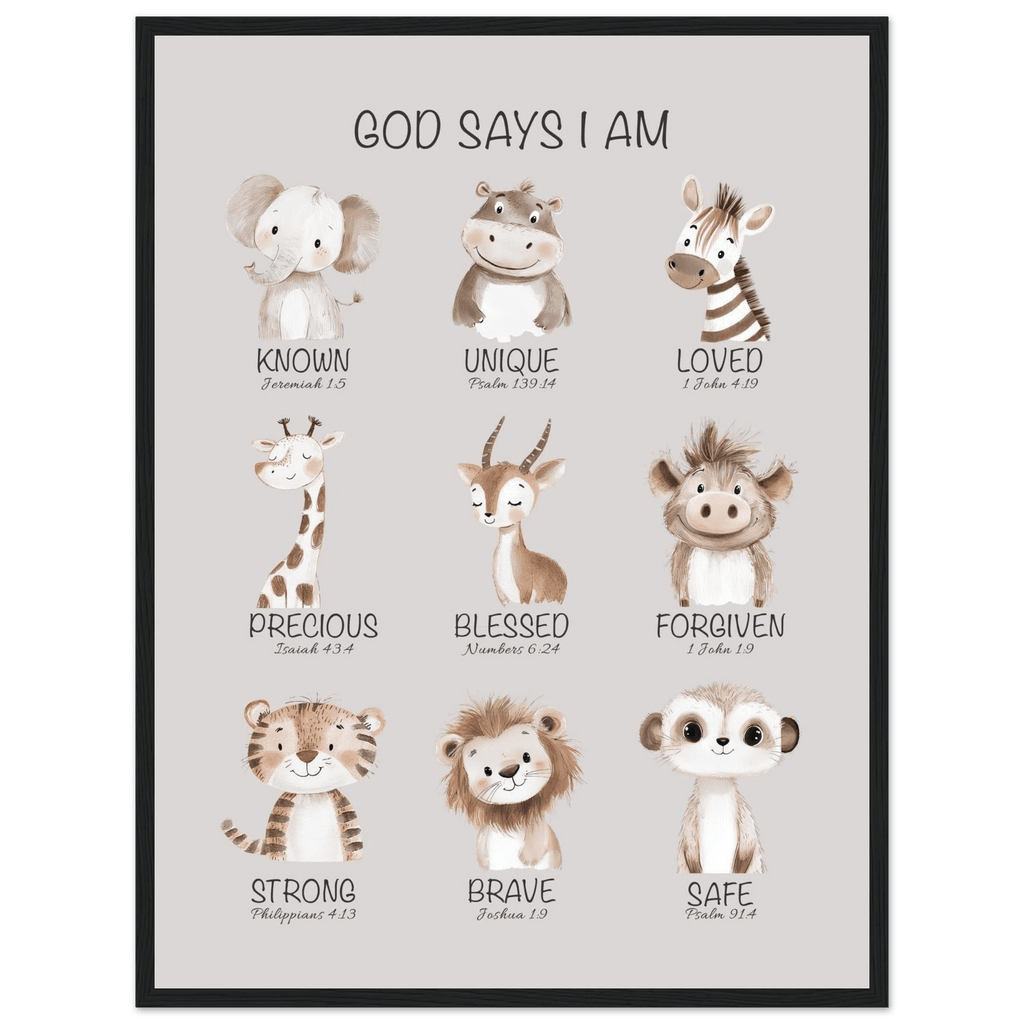 God Says I Am Print | Safari Animals - The Christian Art Company
