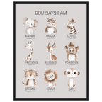 God Says I Am Print | Safari Animals - The Christian Art Company