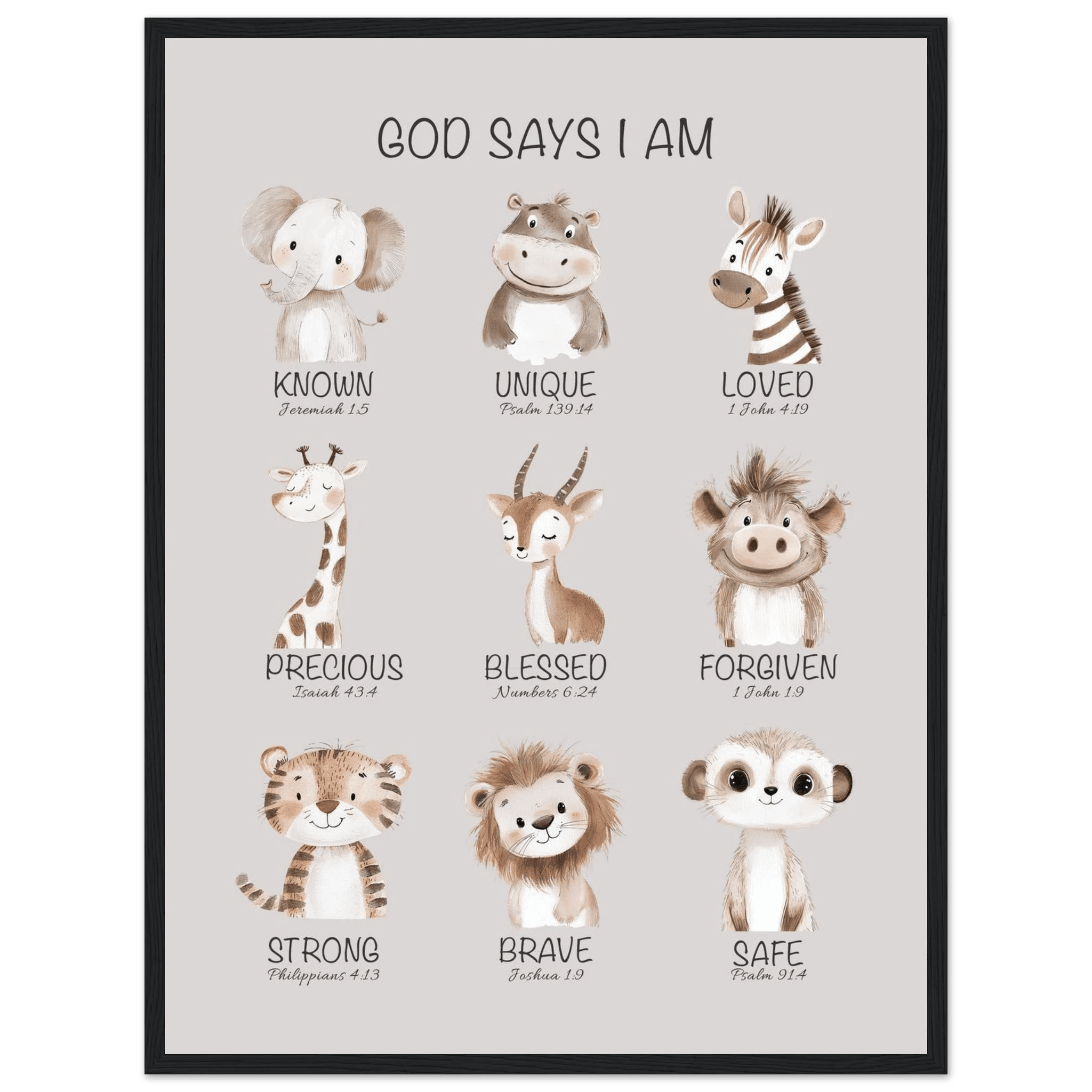 God Says I Am Print | Safari Animals - The Christian Art Company