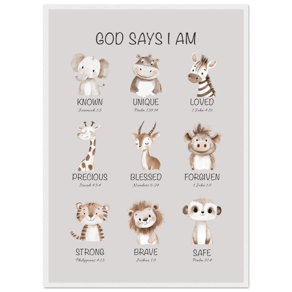 God Says I Am Print | Safari Animals - The Christian Art Company