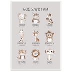 God Says I Am Print | Safari Animals - The Christian Art Company