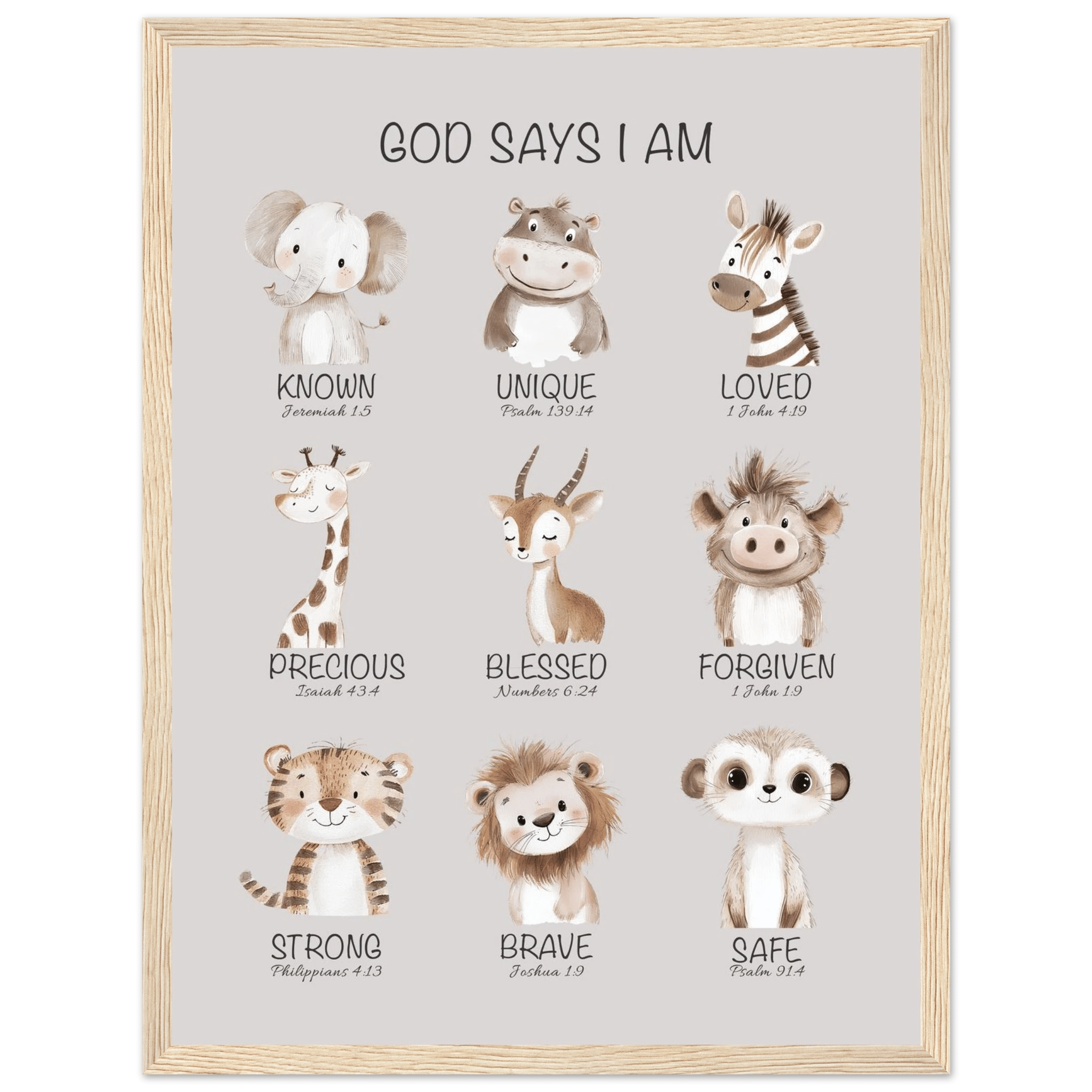 God Says I Am Print | Safari Animals - The Christian Art Company