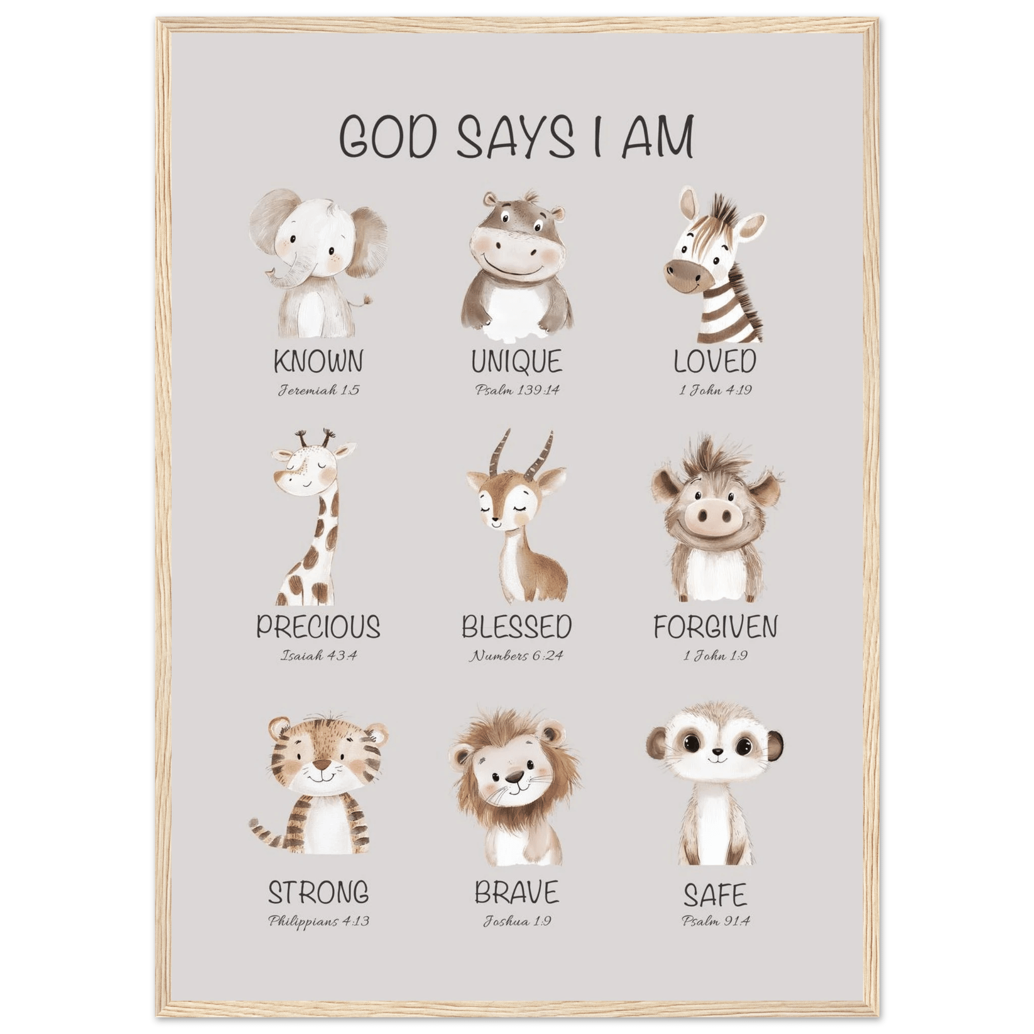 God Says I Am Print | Safari Animals - The Christian Art Company