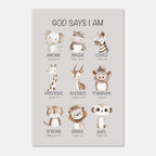God Says I Am Print | Safari Animals - The Christian Art Company