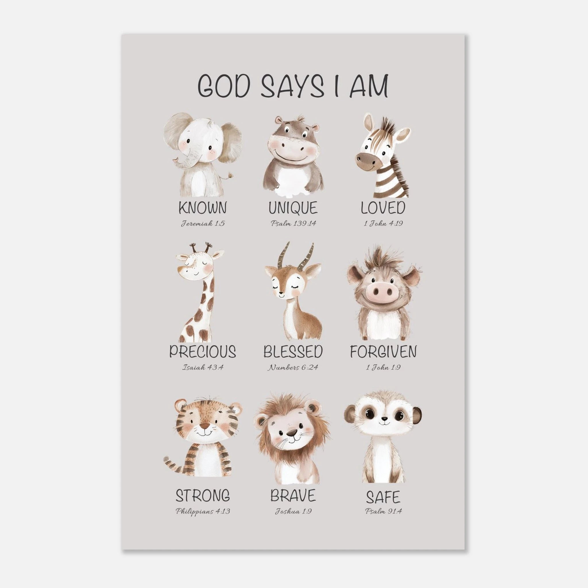 God Says I Am Print | Safari Animals - The Christian Art Company