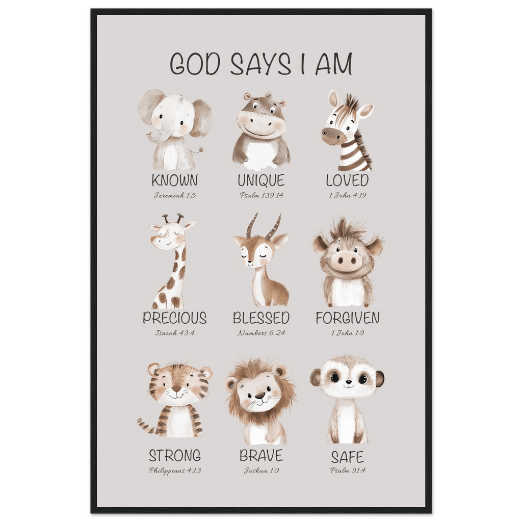 God Says I Am Print | Safari Animals - The Christian Art Company