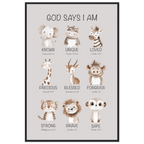 God Says I Am Print | Safari Animals - The Christian Art Company