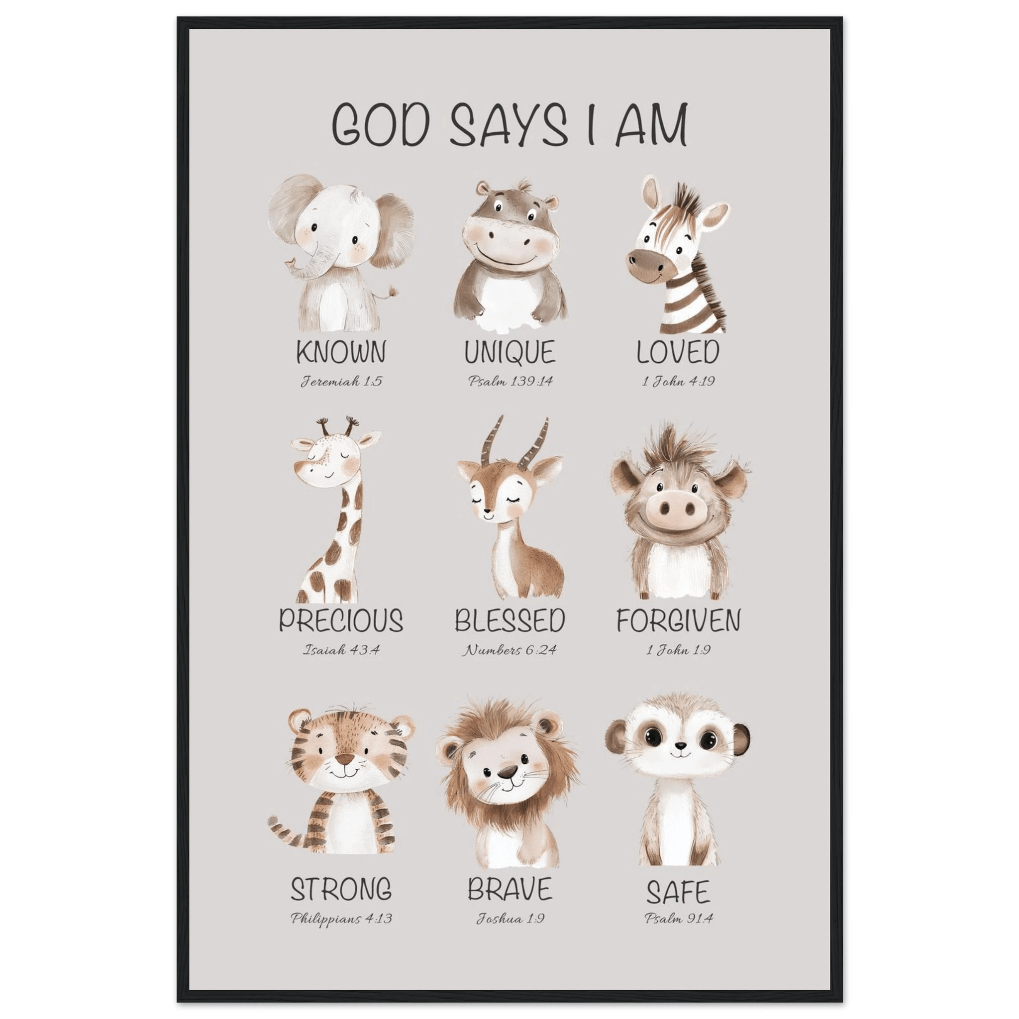 God Says I Am Print | Safari Animals - The Christian Art Company
