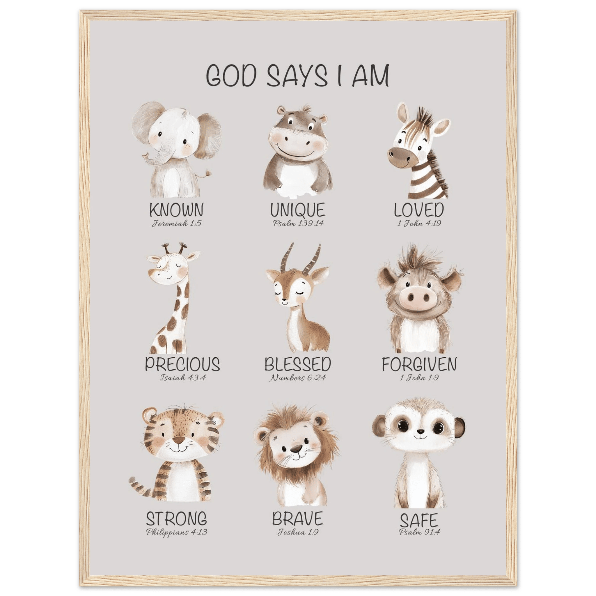 God Says I Am Print | Safari Animals - The Christian Art Company