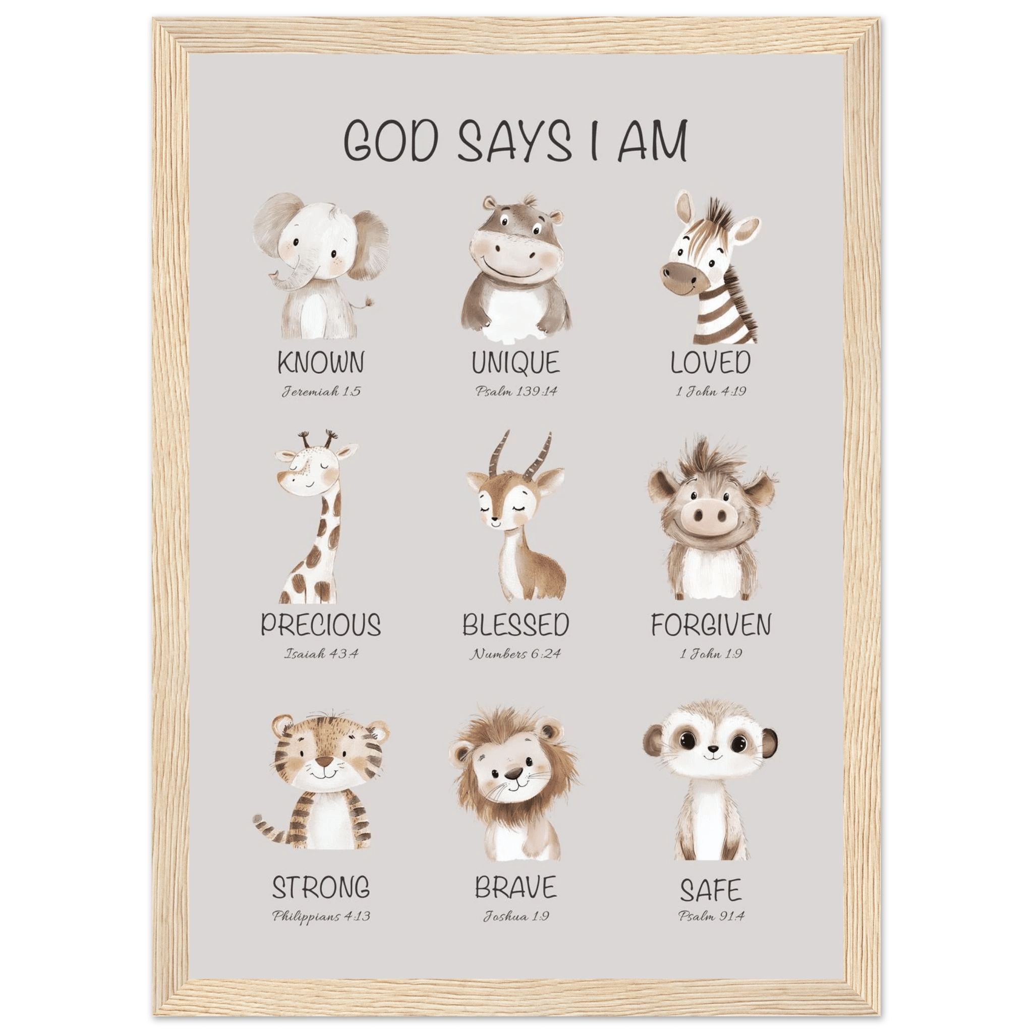 God Says I Am Print | Safari Animals - The Christian Art Company