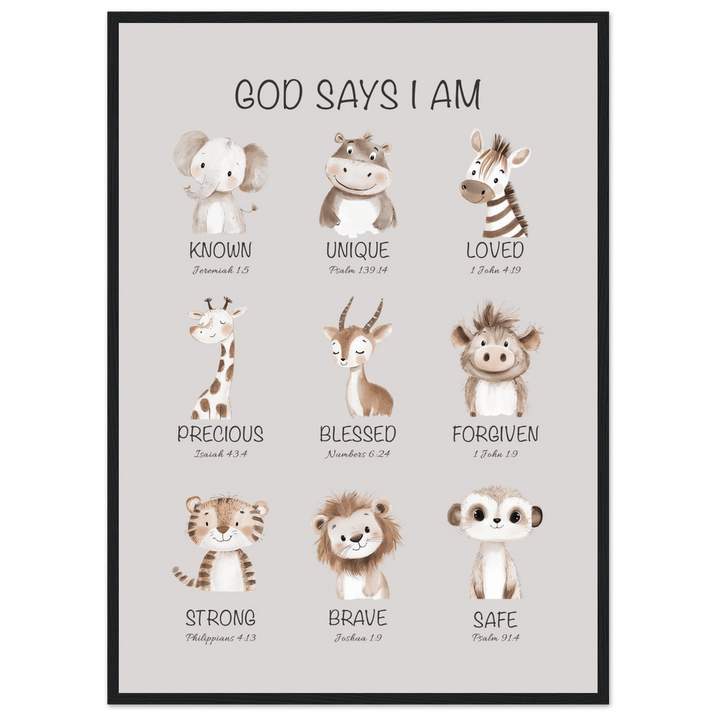 God Says I Am Print | Safari Animals - The Christian Art Company