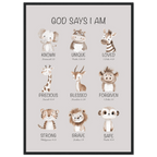 God Says I Am Print | Safari Animals - The Christian Art Company