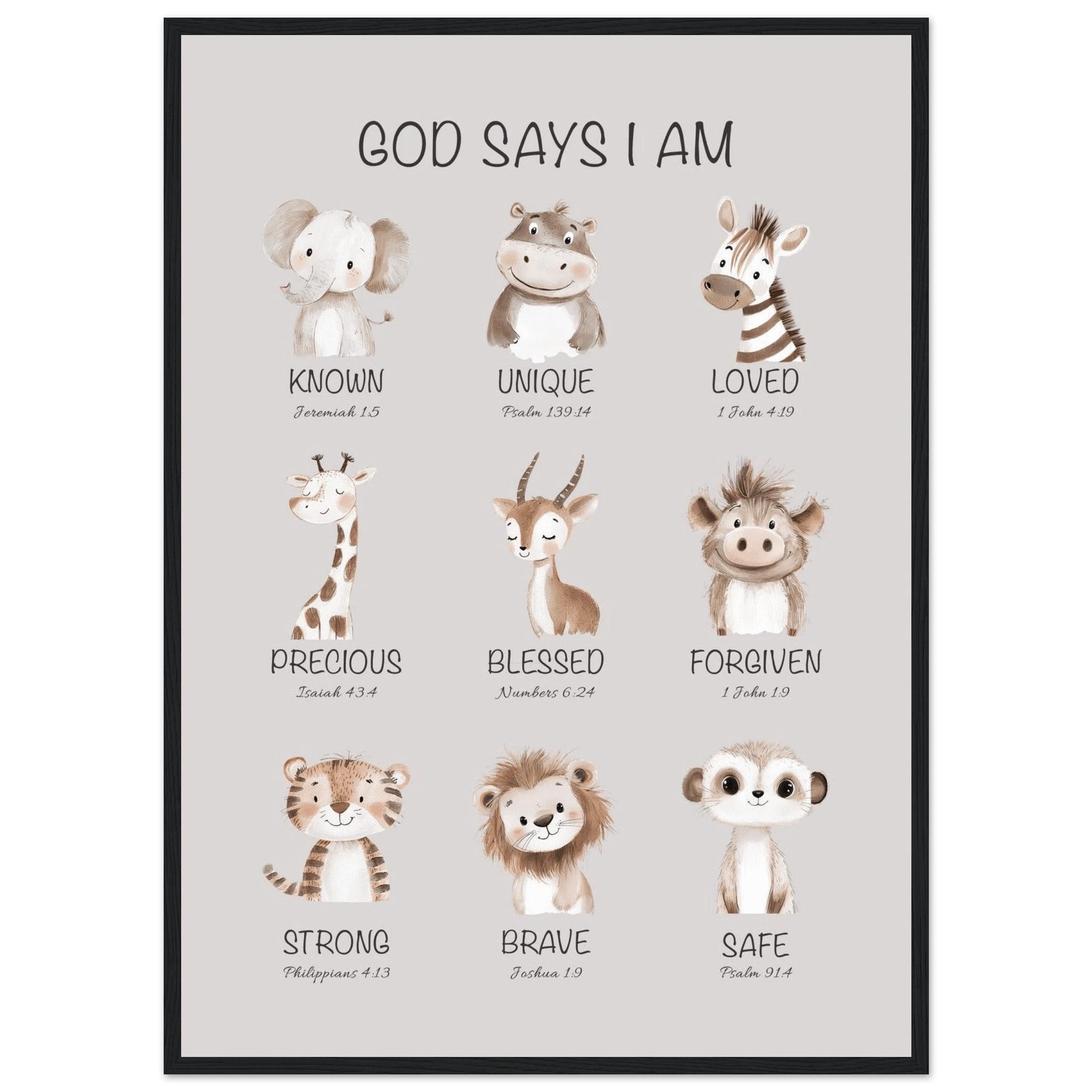 God Says I Am Print | Safari Animals - The Christian Art Company